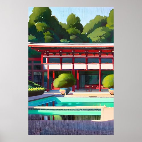 Japanese Pool Garden Poster