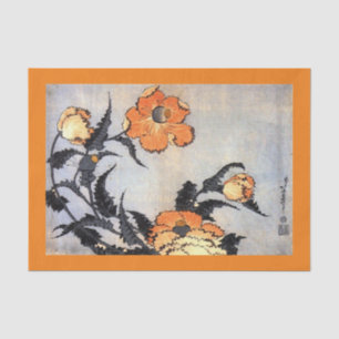 JAPANESE POPPIES PRINT Tissue Paper ORANGE