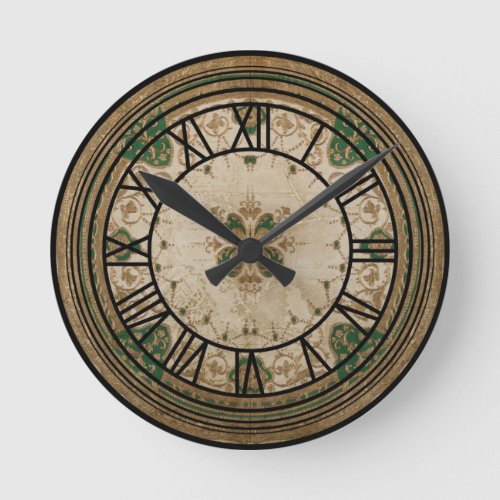 Japanese Porcelain Style Green floral  Round Clock