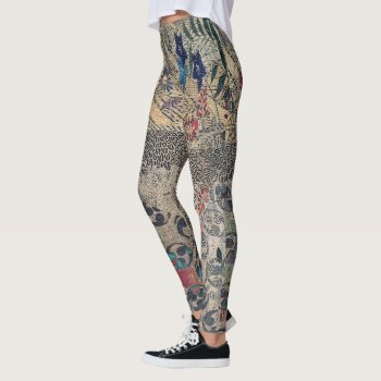 Japanese Pressed Summer Flowers Leggings by AlignBoutique at Zazzle