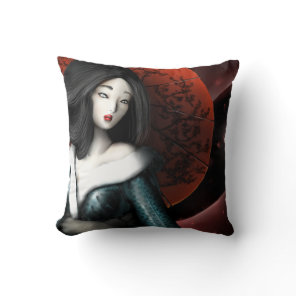 Japanese Princess - Taketori Monogatari Throw Pillow