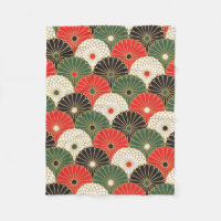Japanese print design - kimono pattern fleece blanket