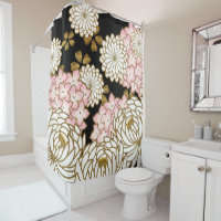 Japanese print design - kimono pattern shower curtain