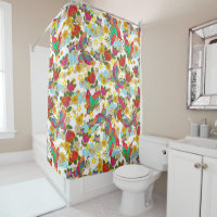 Japanese print design - kimono pattern shower curtain