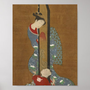 Japanese Print: Mother and Child at Play Poster