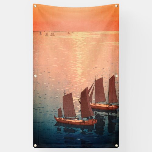 JAPANESE PRINT OF BOATS ON WATER Banner