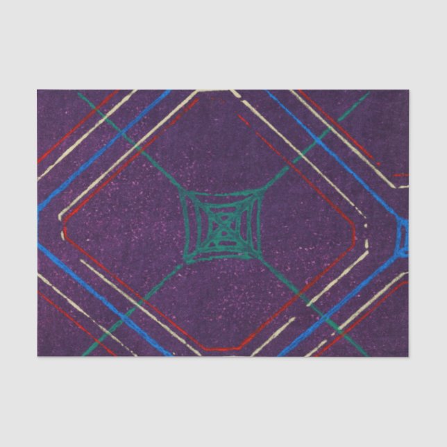 JAPANESE PRINT PURPLE TISSUE PAPER GEOMETRIC (Front)