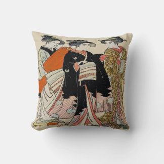 Japanese Print, Three Ladies, Throw Pillow