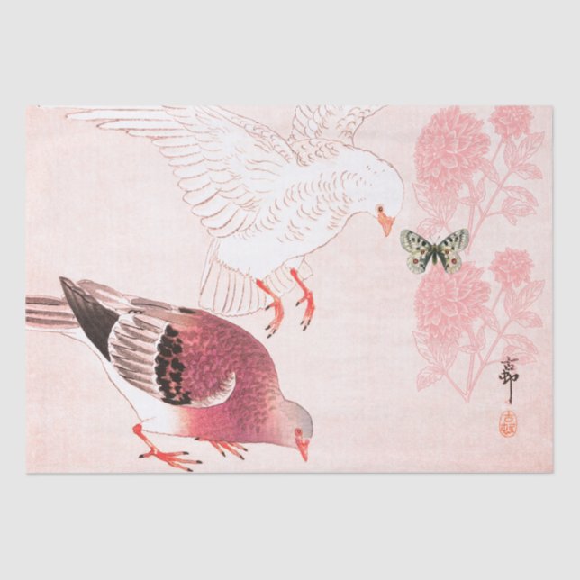 JAPANESE PRINT TISSUE PAPER FLYING WHITE DOVE (Front)