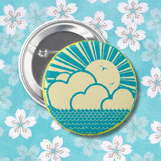 Japanese print vintage design Japan style Button (Creator Uploaded)