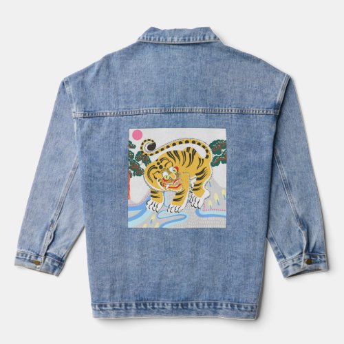 JAPANESE PRINT WITH TIGER JEAN JACKET FOR WOMEN