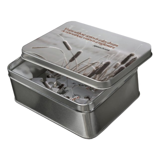 Japanese Proverb Inspirational Quote Action Vision Jigsaw Puzzle (Lid Open)