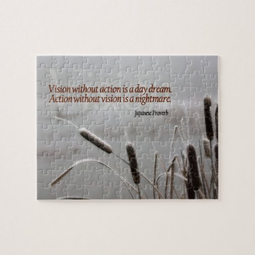 Japanese Proverb Inspirational Quote Action Vision Jigsaw Puzzle