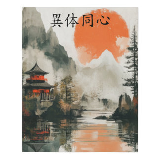 Japanese Proverb Two Bodies, Same Heart Faux Canvas Print