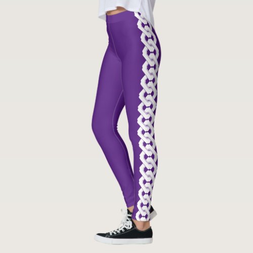 Japanese Purple and Black Yoshiwara Chain Pattern Leggings