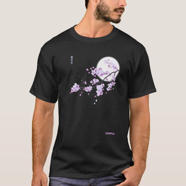 Japanese Purple Sakura Cherry Blossom Flower Pink  T-Shirt (Front)