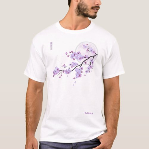 Japanese Purple Sakura Cherry Blossom Flower   T_Shirt