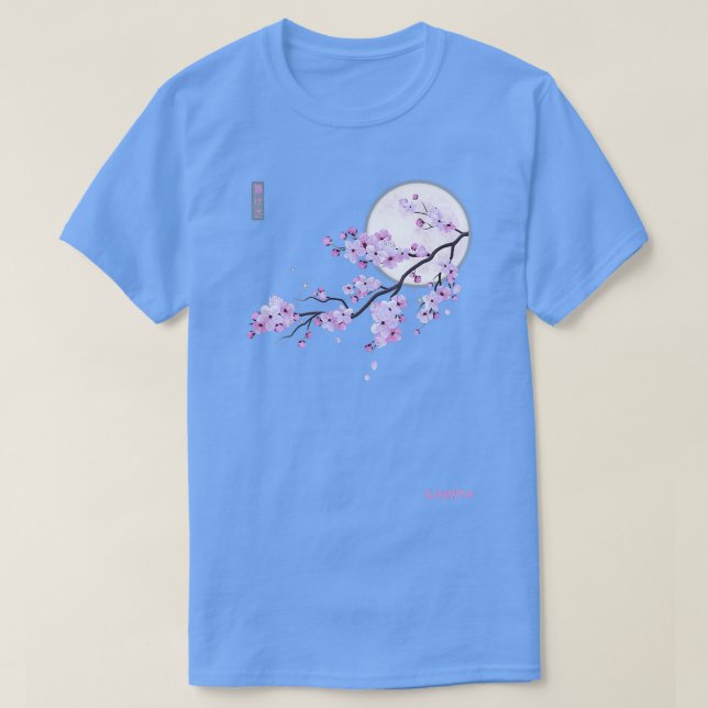 Japanese Purple Sakura Cherry Blossom Flower T-Shirt (Design Front)