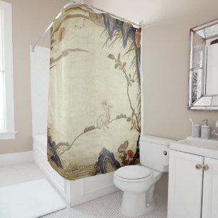 JAPANESE RABBIT AND MOON Shower Curtain