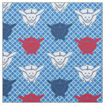 Japanese rabbit print, blue with red and white fabric