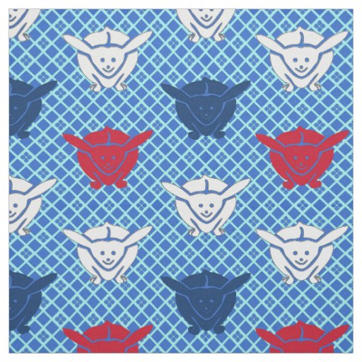 Japanese rabbit print, blue with red and white fabric
