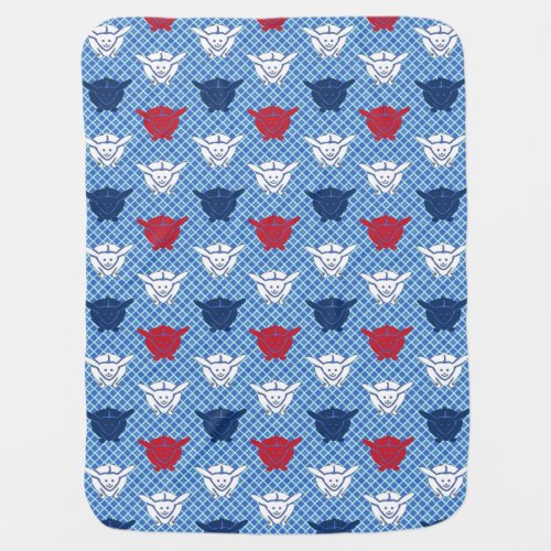 Japanese rabbit print blue with red and white receiving blanket