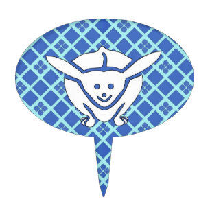 Japanese rabbit print, blue with white cake topper