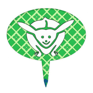 Japanese rabbit print, green, blue and white cake topper