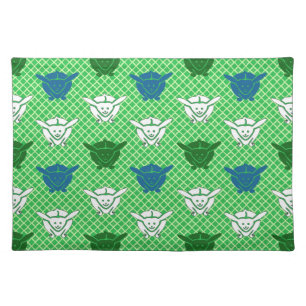 Japanese rabbit print, green, blue and white cloth placemat