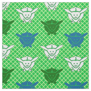 Japanese rabbit print, green, blue and white fabric