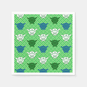 Japanese rabbit print, green, blue and white paper napkins
