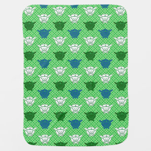 Japanese rabbit print, green, blue and white swaddle blanket