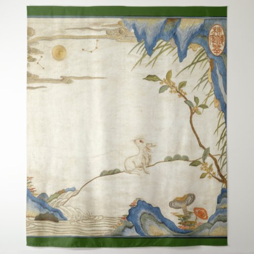 JAPANESE RABBIT REGARDING THE MOON Tapestry