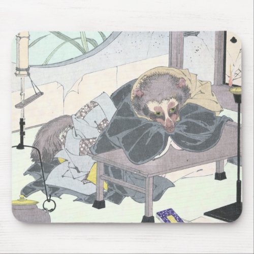 Japanese Raccon Dog Tanuki Ukiyo_e by Yoshitoshi Mouse Pad