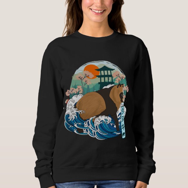 Japanese Raccoon Dog Great Wave Kanagawa Japan Vin Sweatshirt (Front)