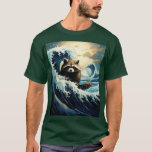 Japanese Raccoon Surfer Great Wave Off Kanagawa T-Shirt