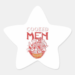 Japanese Ramen Food Pun Humor Cooked Men Kawaii Star Sticker