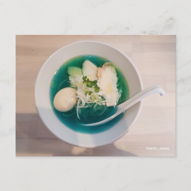 Japanese Ramen Noodles Blue Photo Tokyo Japan Postcard (Front)