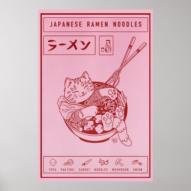 Japanese Ramen Noodles Cat Poster (Front)