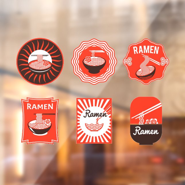 Japanese Ramen Noodles Served Here Restaurant 2 Window Cling (Sheet 2)