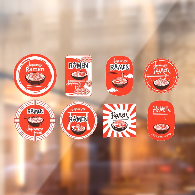 Japanese Ramen Noodles Served Here Restaurant 3 Window Cling (Sheet 2)