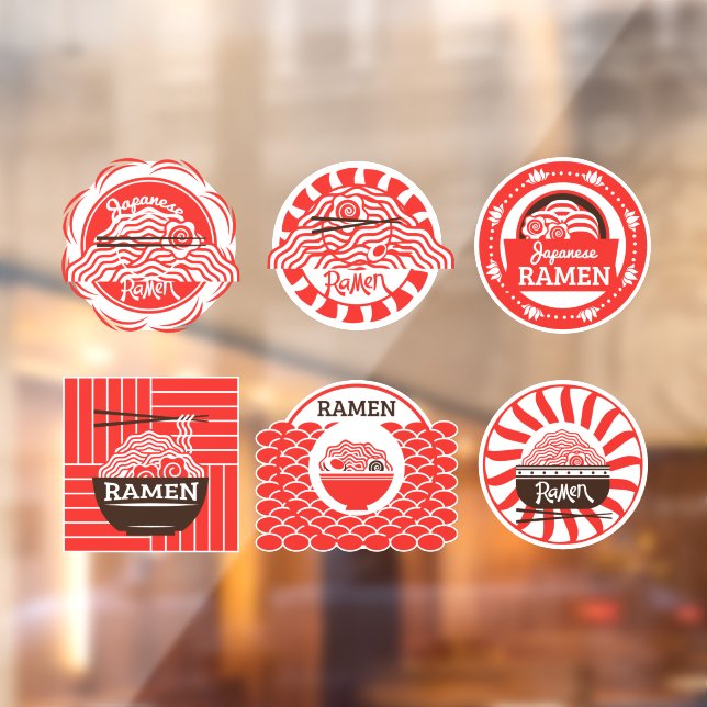 Japanese Ramen Noodles Served Here Restaurant Window Cling (Sheet 2)