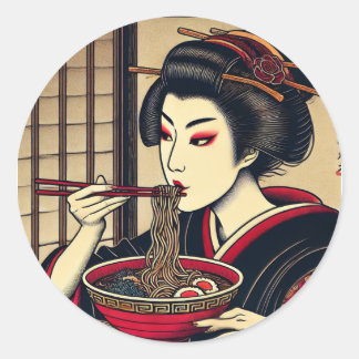 Japanese ramen ukiyoe japan hiroshige kabuki classic round sticker