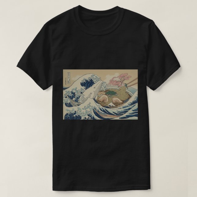 Japanese Ramen Wave with Whale Aesthetic T-Shirt (Design Front)