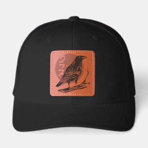 Japanese Raven Leather Patch Trucker Hat