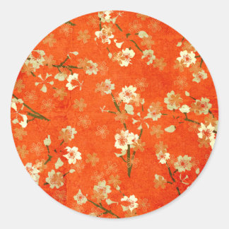 Japanese Red and Gold Floral Pattern Sticker