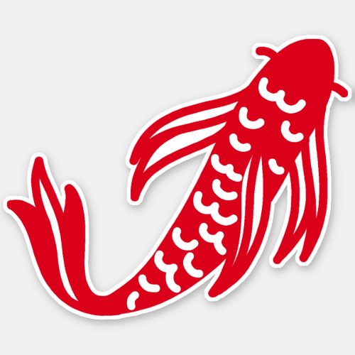Japanese Red and White Koi Fish Sticker