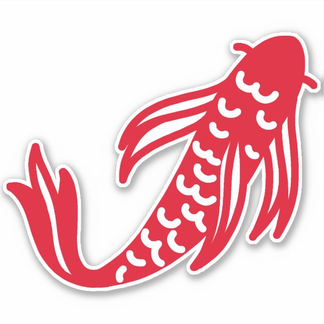 Japanese Red and White Koi Fish Sticker (Front)
