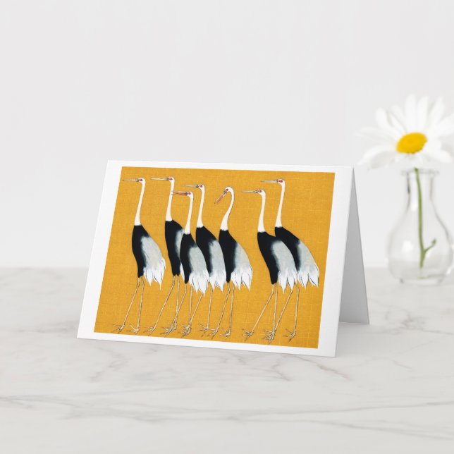 Japanese red crown crane - Ogata Korin - Vintage  Card (Small Plant)