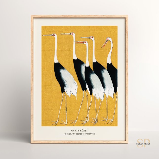 Japanese Red Crown Cranes Flock Ogata Korin  Poster (Creator Uploaded)
